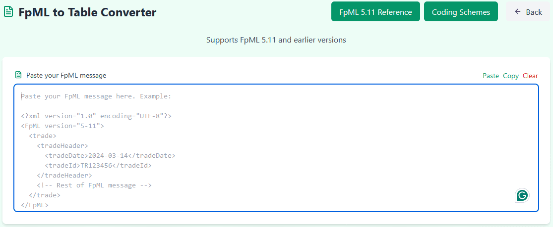 FpML To Table Converterr SC